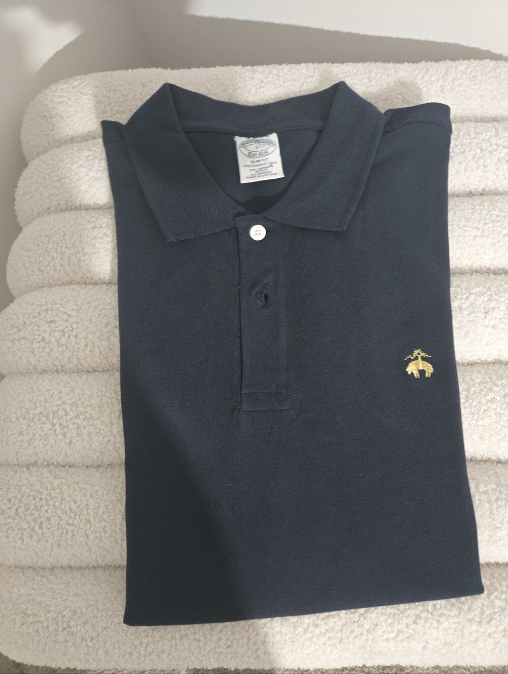Brooks Brothers Navy Polo with Gold Embroidered Logo Large Size